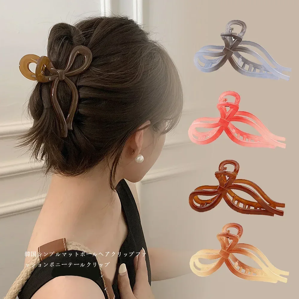 Acrylic Bow Crab Clips for Women Shark Jelly Clear Claw Clips Scissors Shape Clamp Barrette Hairpin Girls Hair Style Accessories