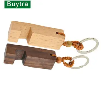 Žhavý výprodej 1 ks kreativní lehký tenký design dřevěný stojánek na mobilní telefon držák přívěsek klíčenka 10 nejlepší prodej dřevěný držák na mobilní telefon - №2