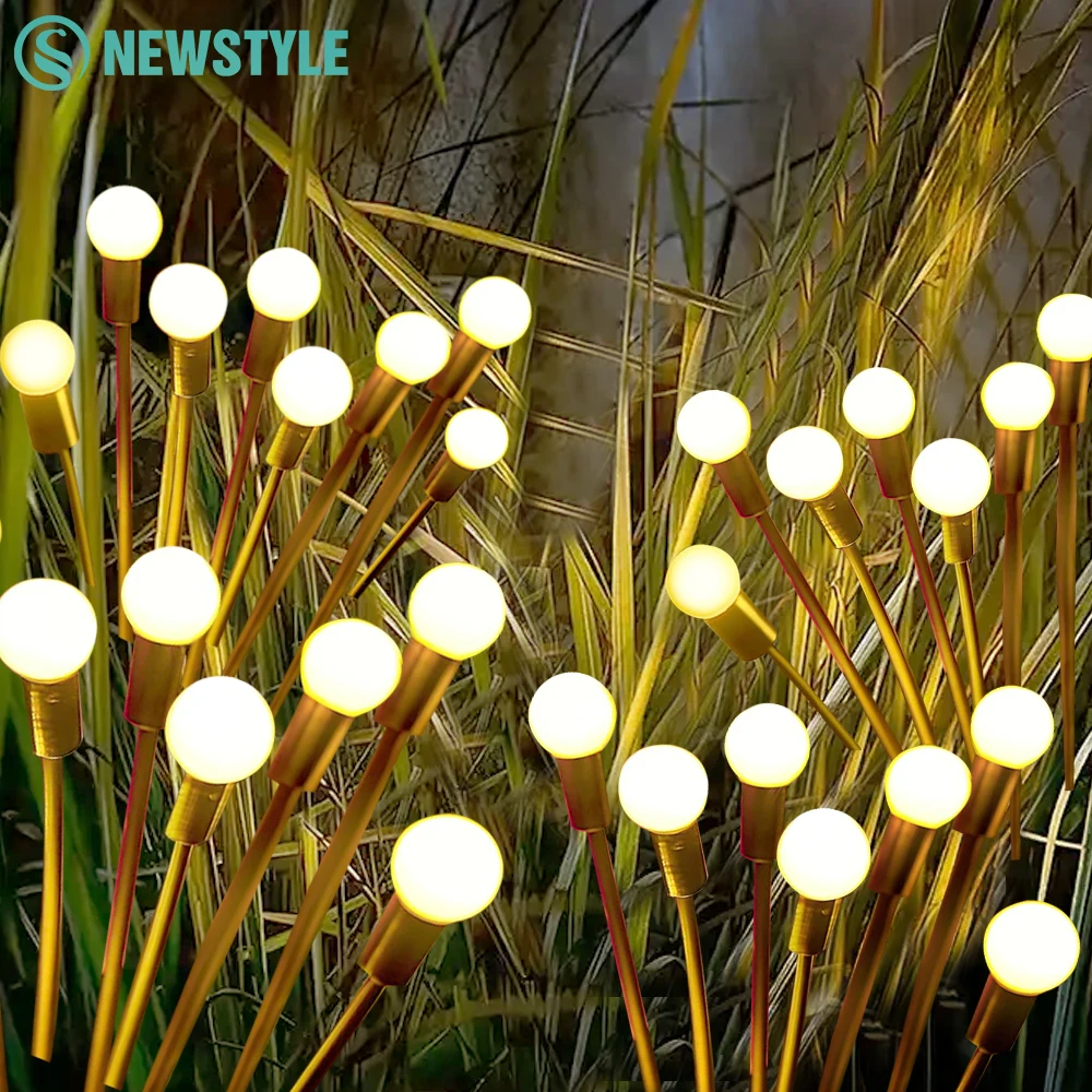 8/10 LED Outdoor Solar Firefly Lights Warm White RGB IP65 Waterproof Garden Starburst Light for Garden Path Yard Patio Landscape