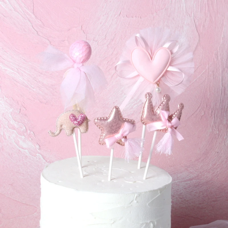 Süße Herz Sterne Rosa Kuchen Topper Mädchen Hochzeit Geburtstag Party Kuchen Topper Baby Dusche Kuchen Dekorieren Geburtstag Party Kuchen Kits