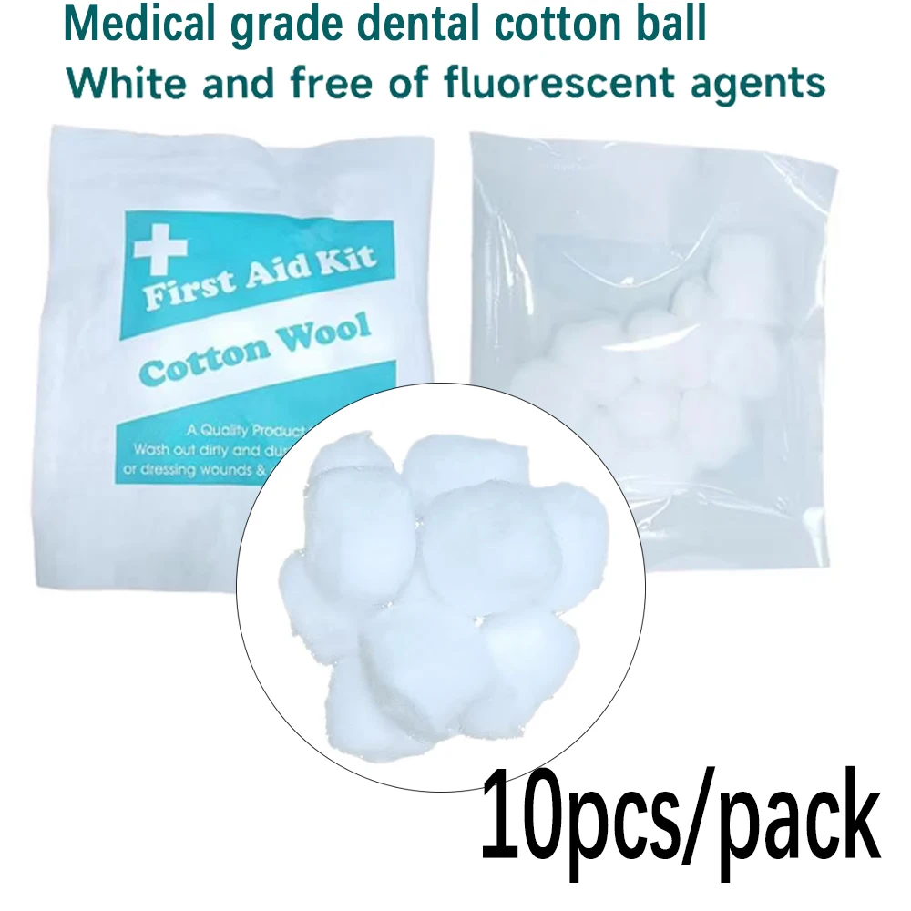 

10 Pcs per Pack Disposable Dental Cotton Balls Degreased Individually Wrapped for Hemostasis and Oral Care Procedures