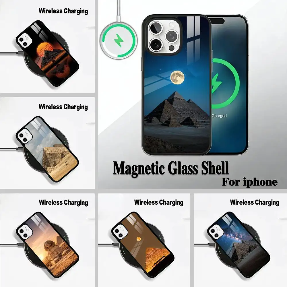 

The E-Egyptian -P-Pyramids For IPhone17 16 15 14 13 12 11 Plus Pro Max Plus Wireless Charger Phone Case