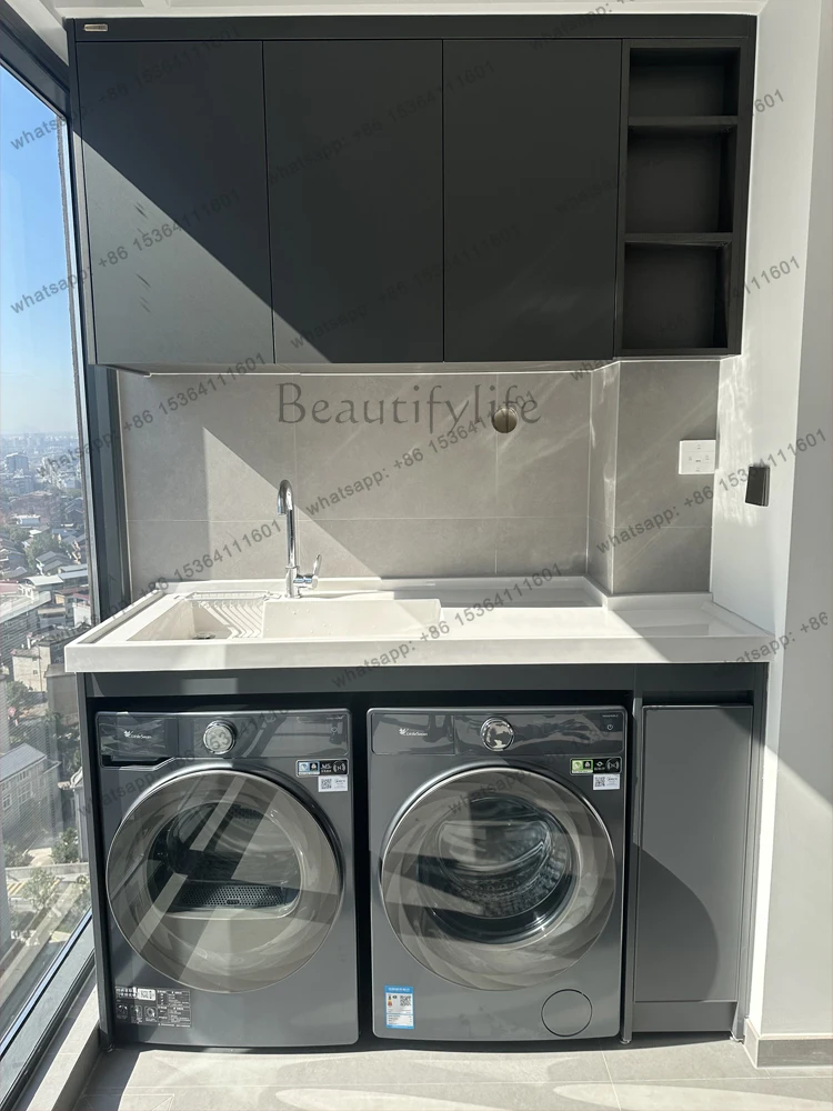 Double Washing Machine Integrated Balcony Laundry Pool Laundry Cabinet Dryer Combination Cabinet Flat Enlarged Pool