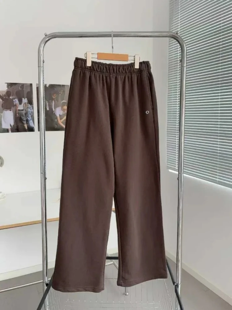 المرأة Sweatpants مرونة عالية الخصر الأسود الرياضة مستقيم بنطلون القطن فضفاض 2026 الخريف الشتاء رشاقته بناطيل تدفئة النساء #5