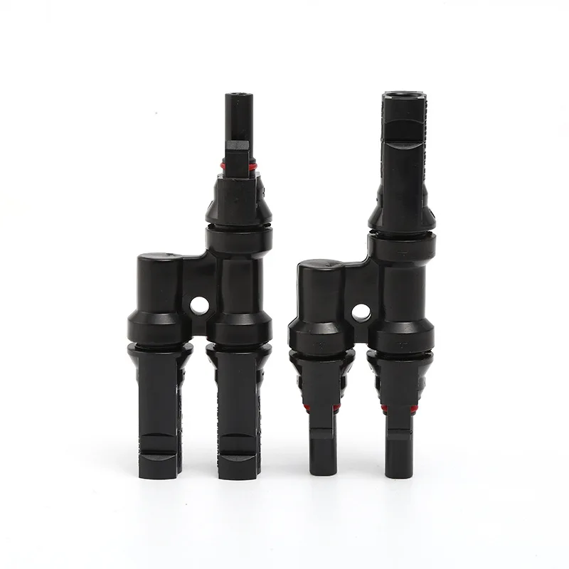 MC4 PV connector for solar panel modules，including T-type adapter，1-to-2，T3 one-to-two，series and parallel connections