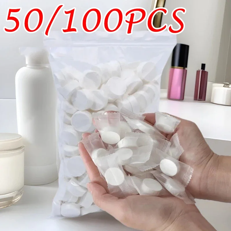 10/100PCS Disposable Compressed Towel Coin Tissue Travel Portable Mini Compressed Towel Absorbent Face Wipes for Outdoor Camping