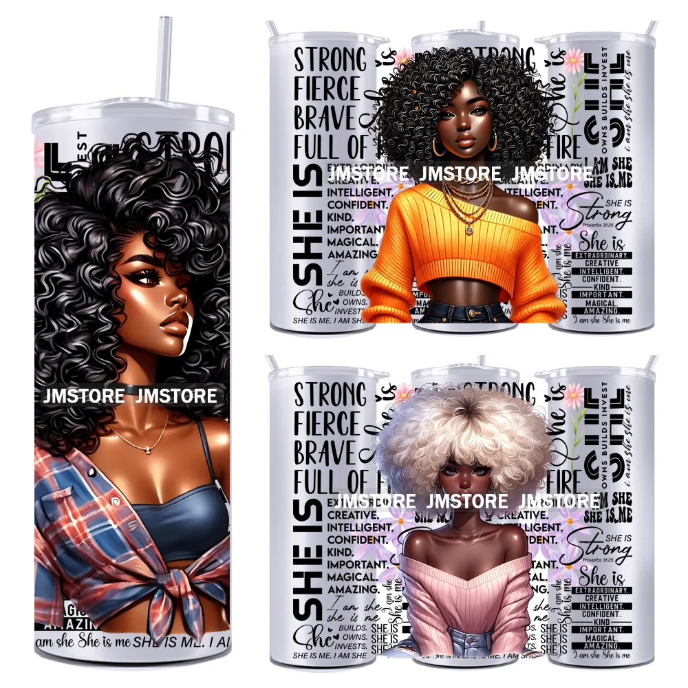 

Strong Black Women Empowerment 20OZ Straight Skinny Tumbler Wrap Ready To Apply Waterproof UV DTF Transfer Stickers For Tumbler