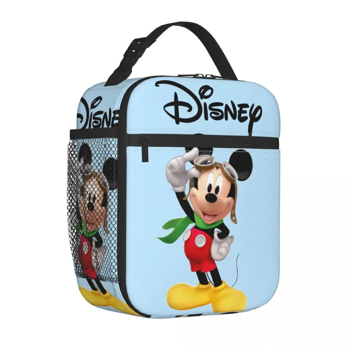 Durable Waterproof Couple Disney Mickey Mouse Cartoon Food Pouch Strengthen Handles Pilot Weekend Picnic Lunch Bag