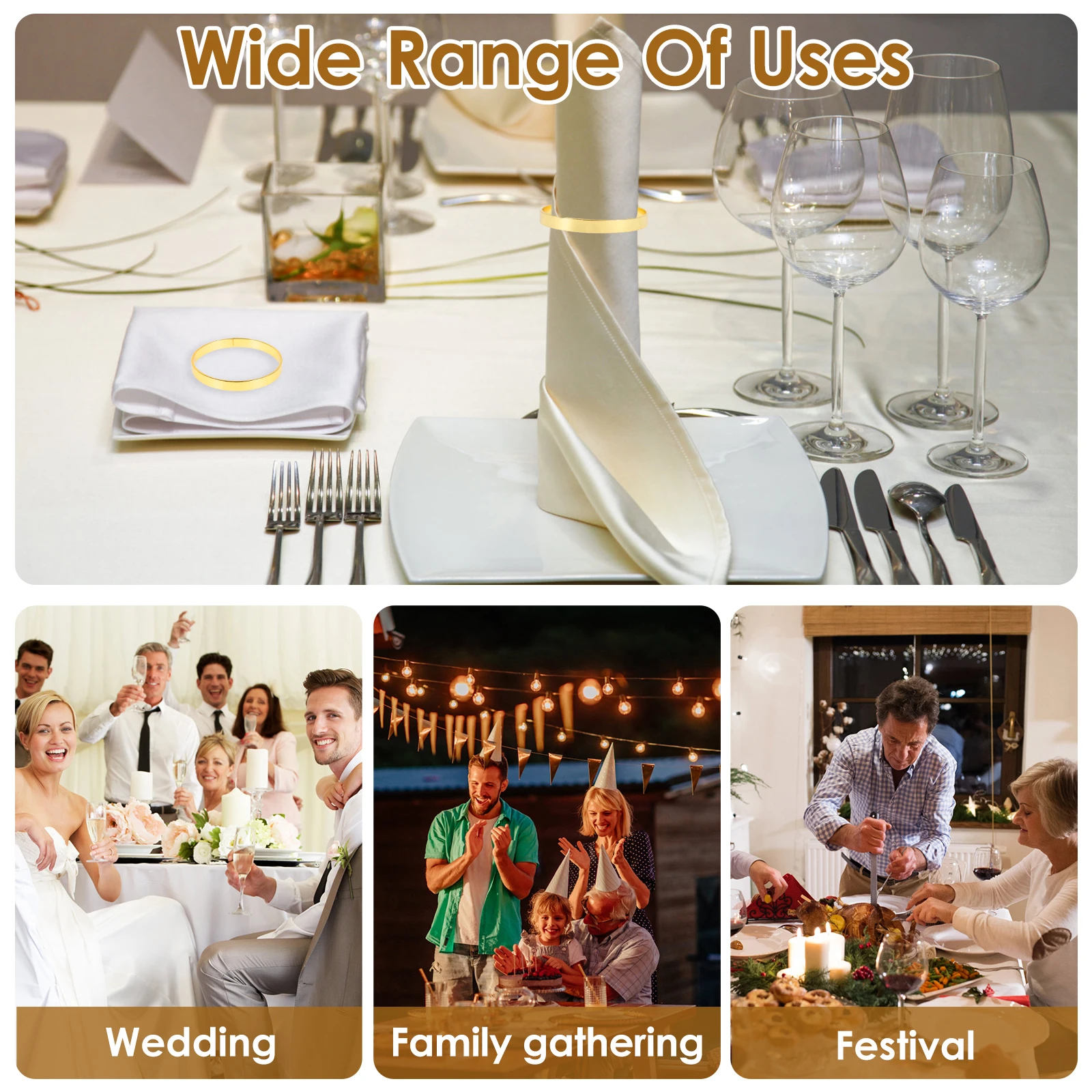 16/100 Metal Napkin Rings Delicate Gold Napkin Ring Rack Simple Napkin Buckle For Wedding Banquet Table Decoration Napkin Rings