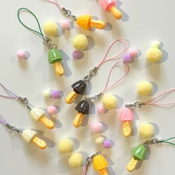 Handmade creative chocolate mushroom keychain mobile phone pendant Y2K cute gift keychain accessories
