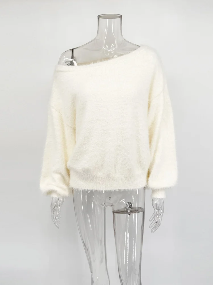 Tossy Loose Off-Shoulder Knit Sweater Pullover For Women Long Sleeve Commute Sexy Spring Elegant Top Female Knitwear Pullovers