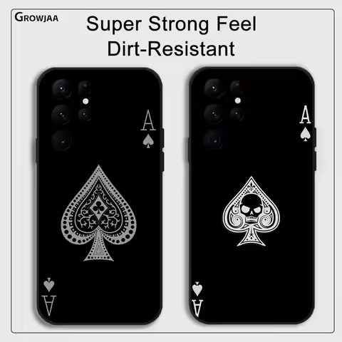 A COOL Ace Spades Poker Phone Case For Samsung Galaxy S25 S24 S22 S23 Ultra S21 S20 Plus 5G Protective Silicone Funda