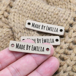 Sewing Tags, Leather Labels, Genuine Leather Knitting Labels, Tags For Handmade Items, 0.39x1.57 Inches, Laser Engraved, D573