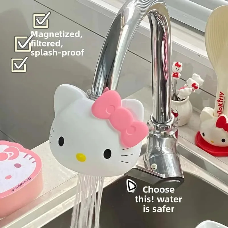 Olá kitty extensor de torneira dos desenhos animados criativo bonito cozinha banheiro e banheiro à prova respingo conjunta chuveiro purificador água