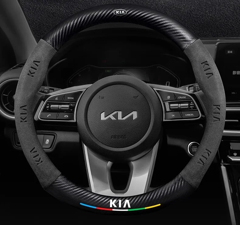 Antislip Microfiber Car Suede Steering Wheel Cover For KIA K2 K3 K5 K7 GT Sportage Carnival Ceed Soul Stinger Sorento RIO Seltos