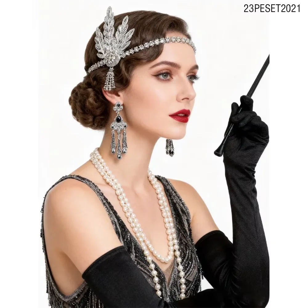 

PESENAR 5 Pieces of 1920s Themed Costume, Suitable for 1920 Themed Cosplay and Party
