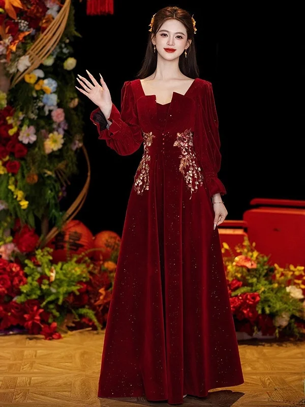 

Свадебное платье больших размеров, вечернее платье, платье для беременных, с высокой талией, А-силуэт, с длинным рукавом, для веса до 200 фунтов