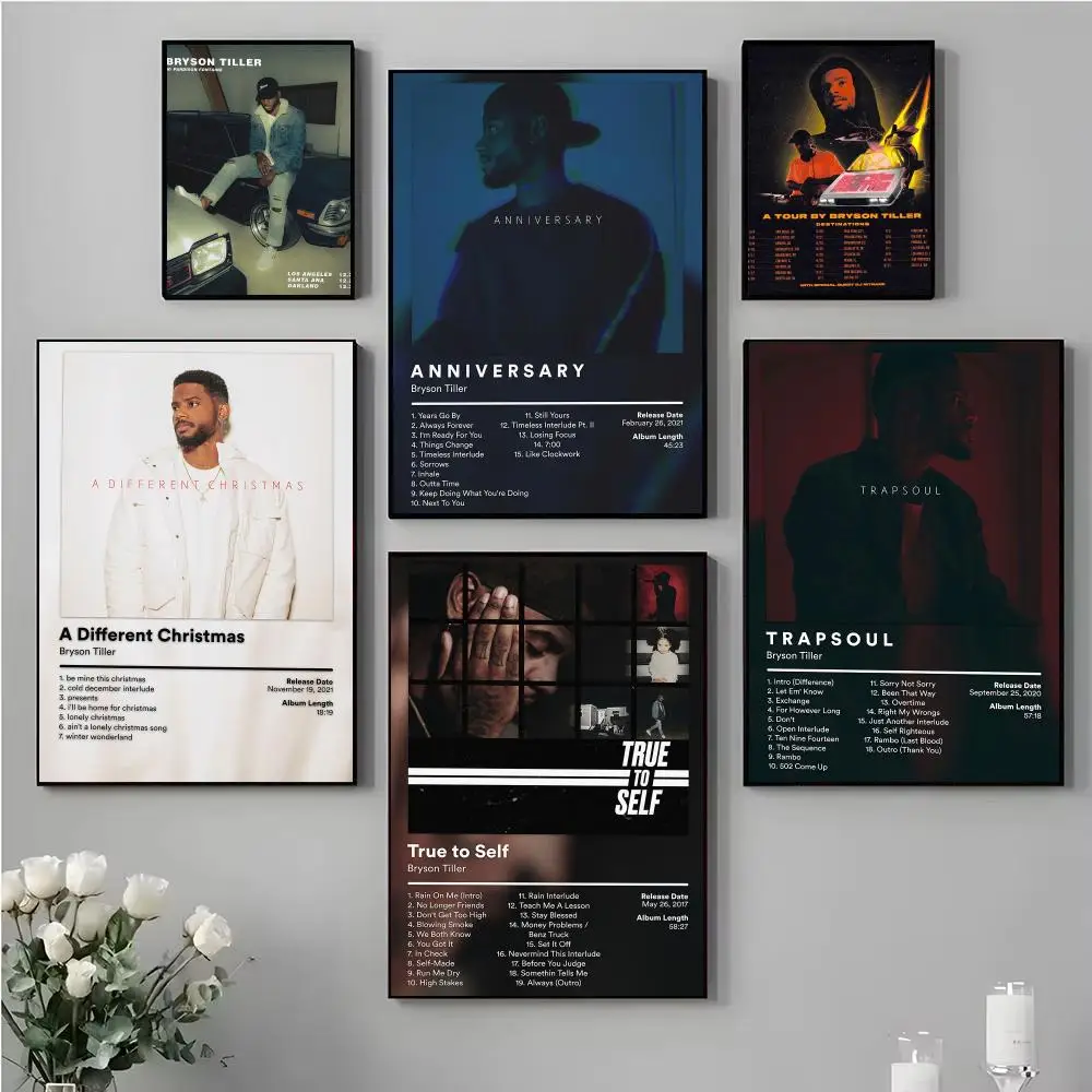 R&B singer B-Bryson Tiller Poster Music Album Wall Art Print Room Decoration for Bedroom Living Room Office Home Decor Gift