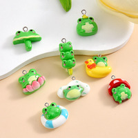 10pcs Resin Animals Green Mushroom Frog Charms for Jewelry Making Findings Kawaii  Charm Pendants Diy Necklace bracelet keychain