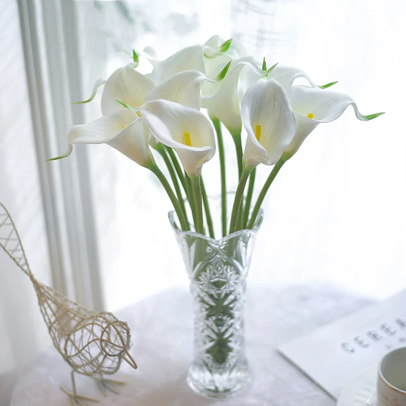5/10pcs weiße Calla Lilie künstliche Blumen echte Berührung Hochzeits strauß Braut dekoration Party Wohnkultur Pu gefälschte Blumen – Detail 3