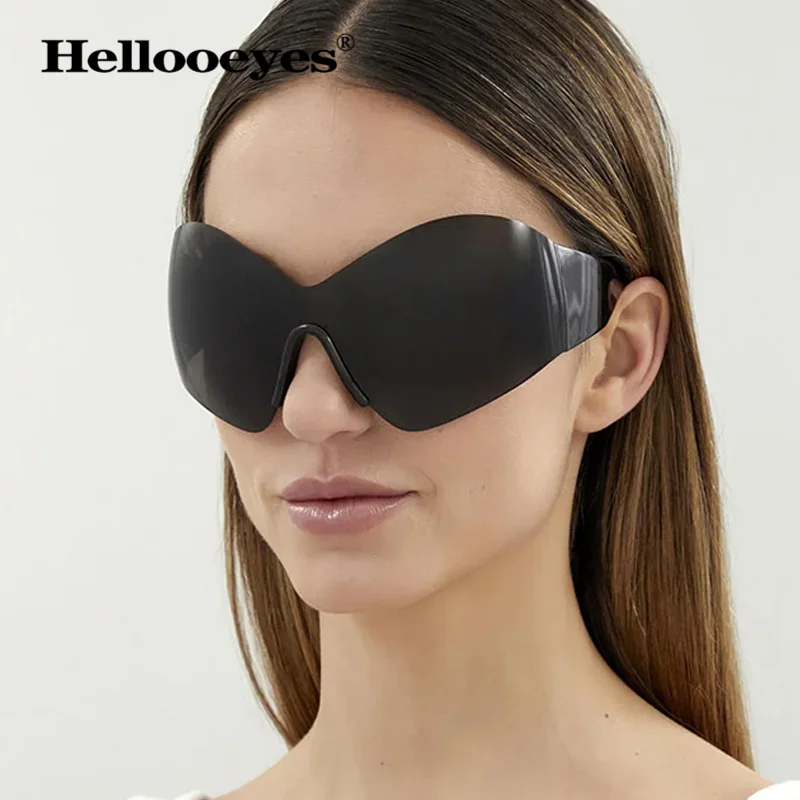 2023 Luxury Brand Oversized Sunglasses Women Men New Punk Goggle Y2K Black Sport Sun Glasses One Piece Steampunk Eyewear Shades