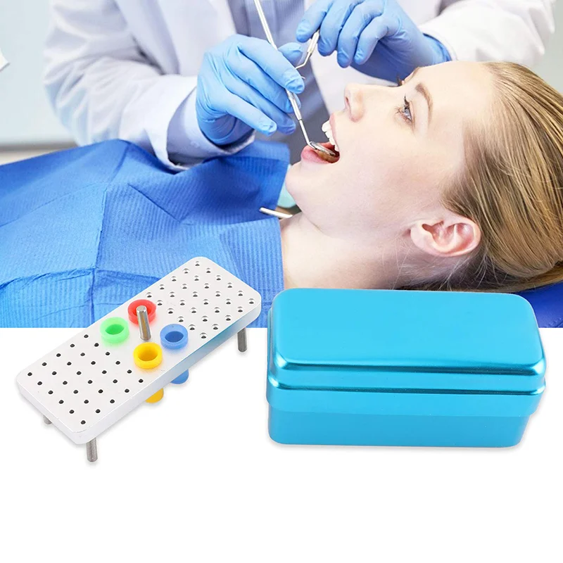 

60 Hole Endo Box Dental Aluminum Disinfection Box Autoclave Sterilizer Case Diamond Burs Holder for Burs Dentist Lab Instrument