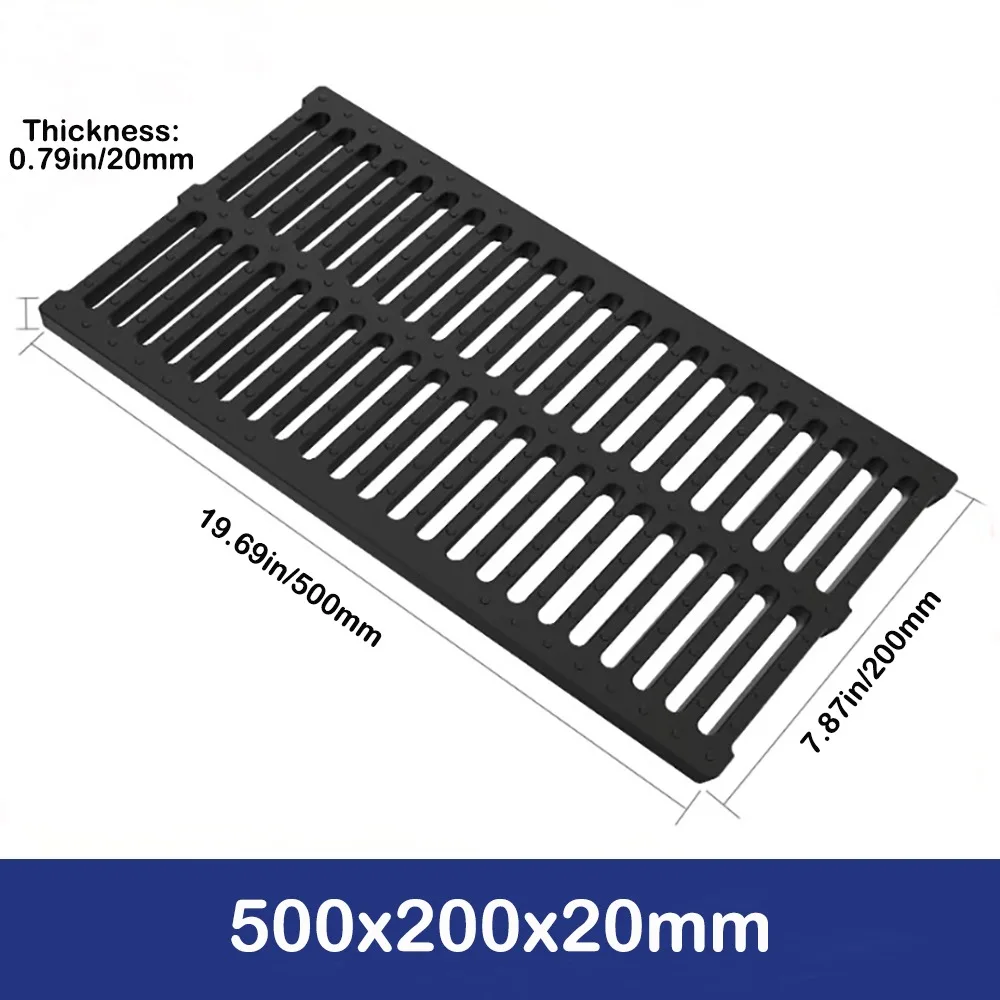 New High Strength Trench Cover Resin Plastic Black Garage Floor Drain Rectangular Grate Driveway Basement