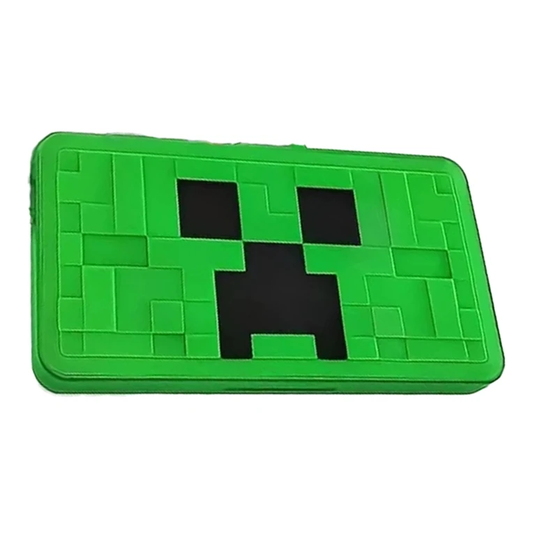 For Nintendo Switch Game Card 3D Relief Storage Box, Pixel Grid Green Silicone Inner Liner, Anti Slip, Anti Drop