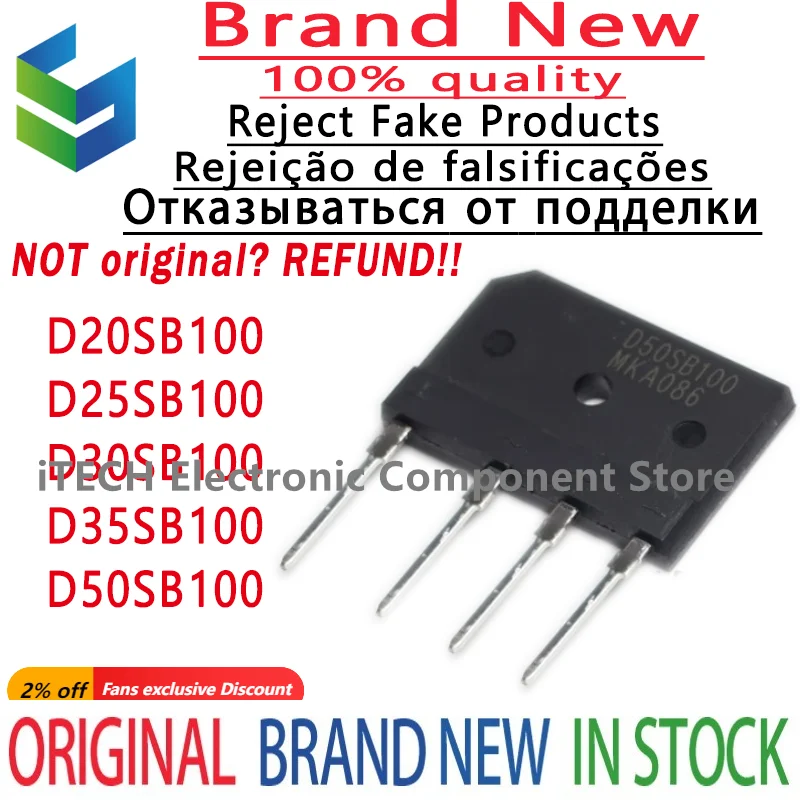 10pcs/lot Original D20SB100 D25SB100 D30SB100 D35SB100 D50SB100 DIP-4 Rectifier Bridge Pile 100% New and Genuine