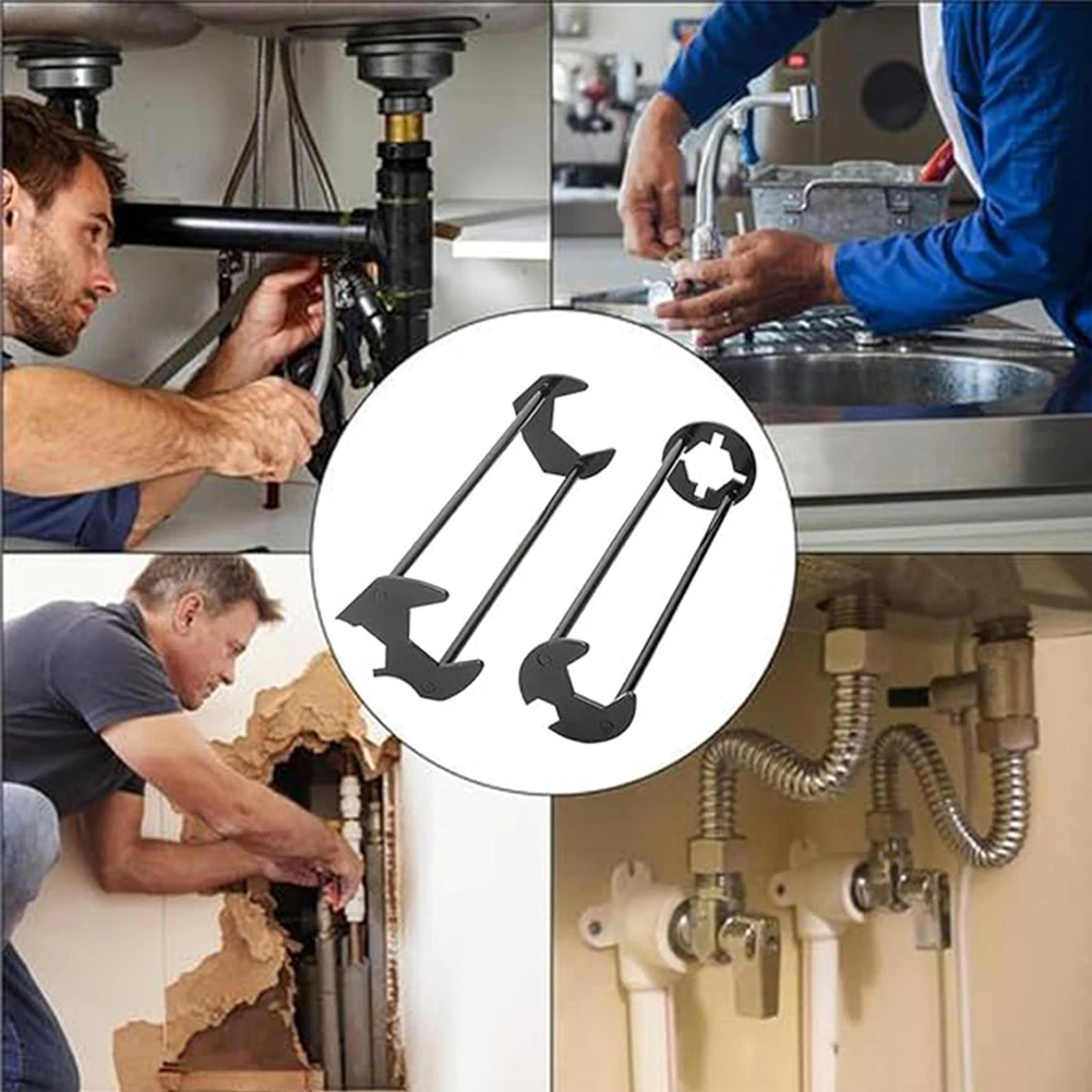 1/2 Uds llave para lavabo 7 tamaños llave para fontaneros llave hexagonal de cuatro mandíbulas debajo del fregadero herramienta para grifo multifuncional para baño cocina