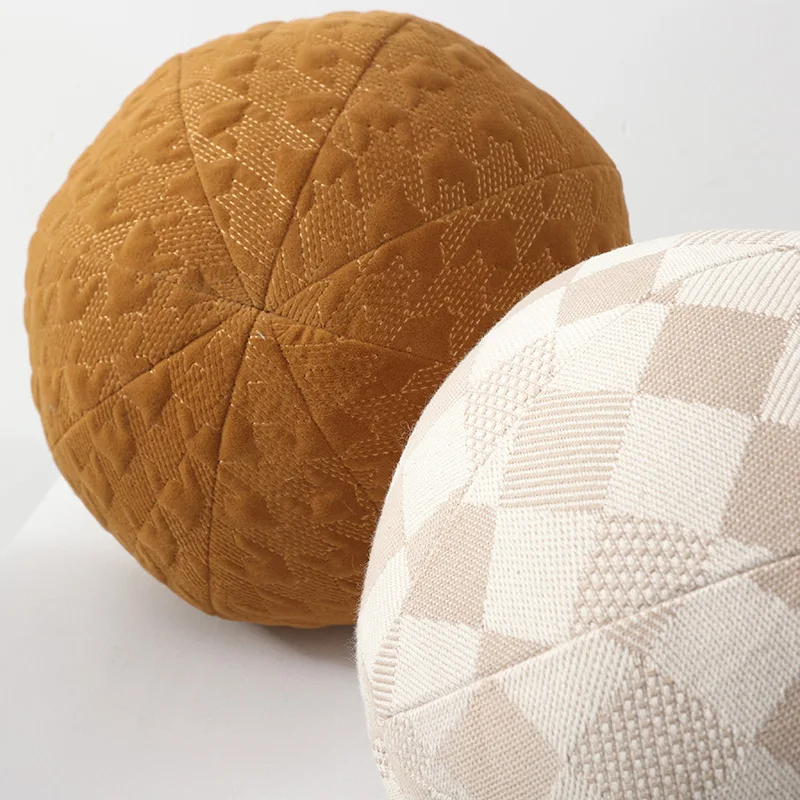 Spherical Pillow Ball Cushion Luxury Geometric Jacquard Red Stuffed Soft Pillow for Sofa Office Waist Rest Throw Pillow Decor