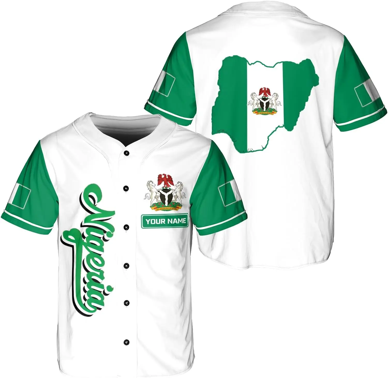 Custom Name Nigeria Flag Badge Baseball Jersey Men's Women's Short Sleeve Jersey Men's Streetwear Short Sleeve Sports T-shirt