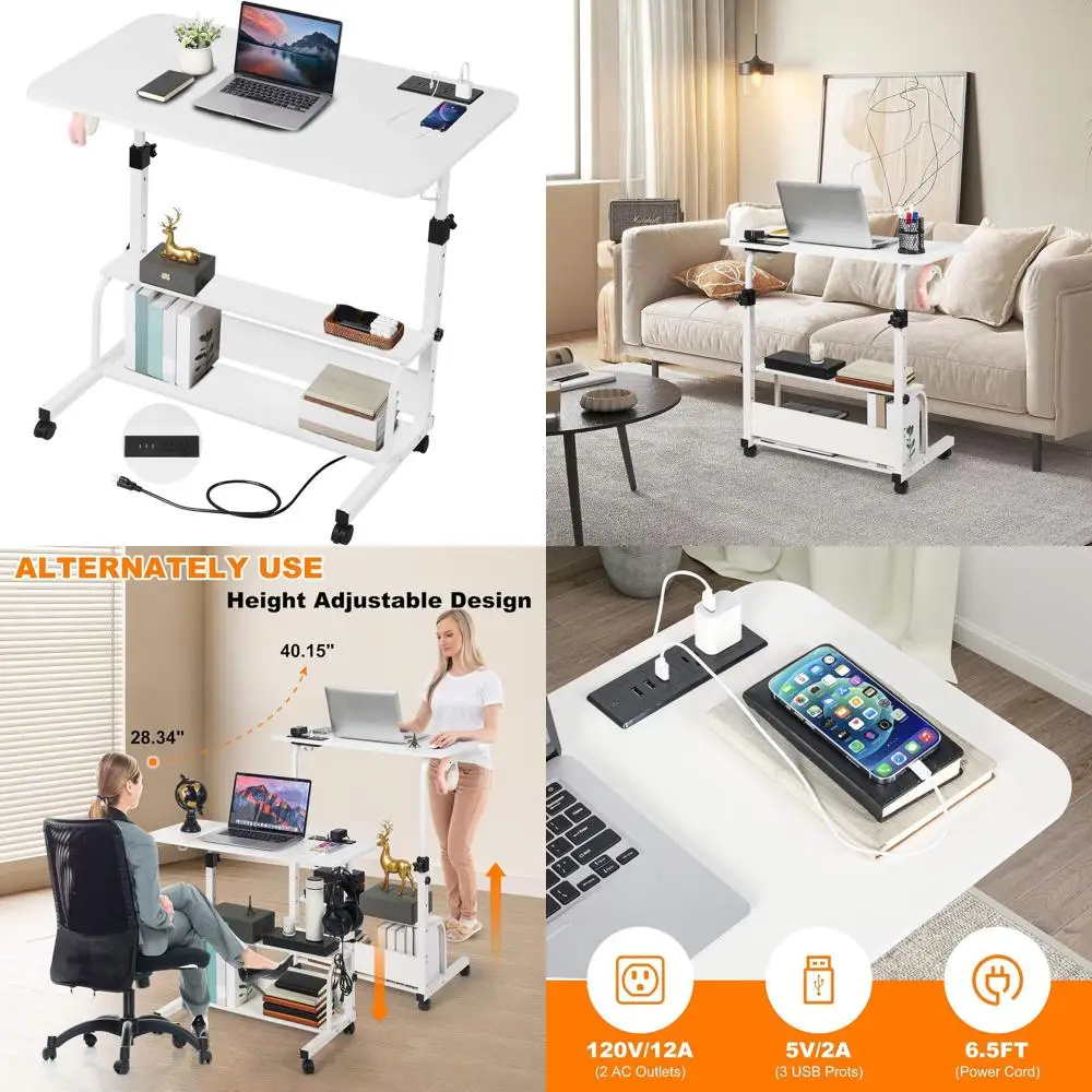 

Компактный стол для ноутбука для небольших помещений: регулируемый стоячий стол, портативный белый стол 31,5 для домашнего офиса