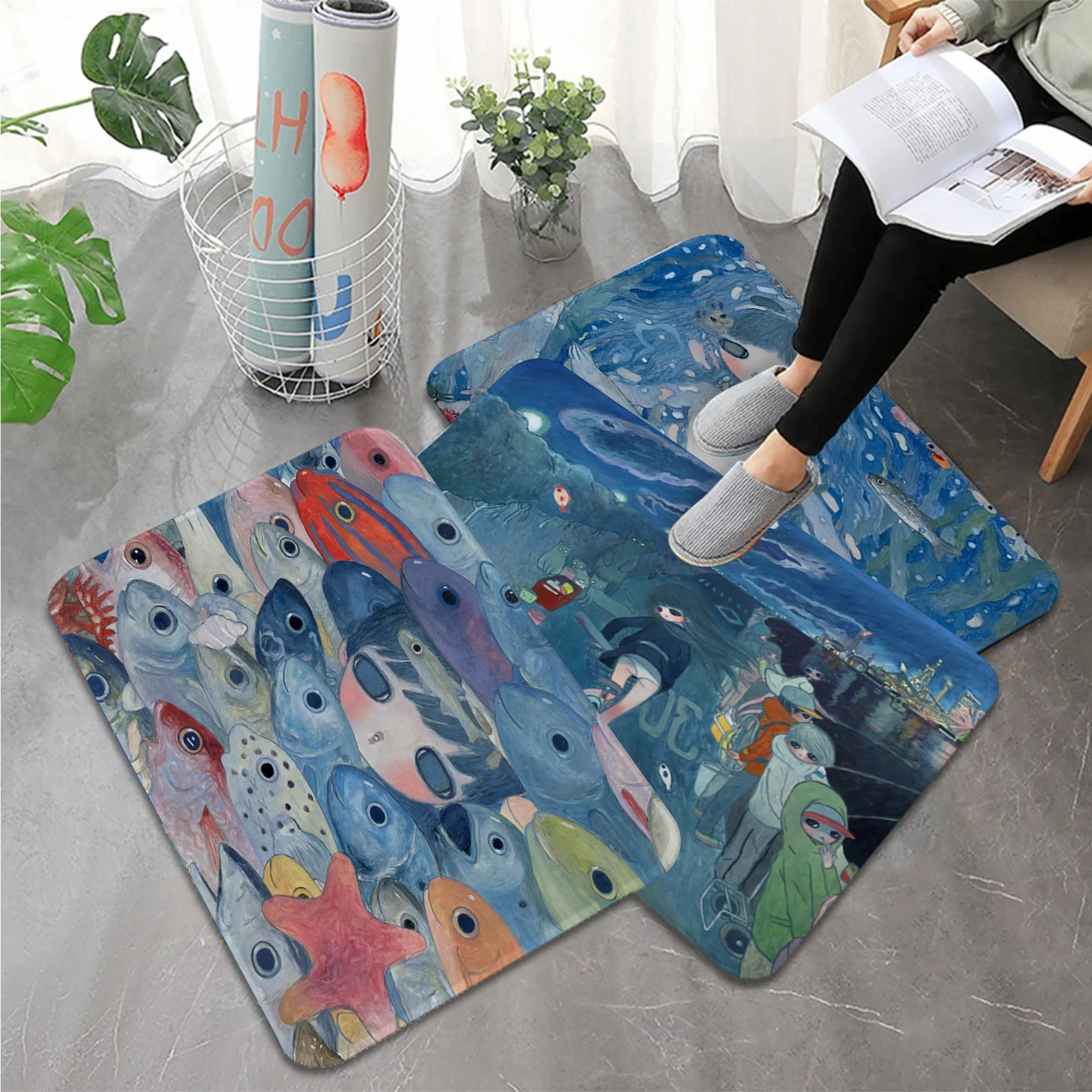 

Aya Takano Floor Mat Bath Mat Nordic Style Home Doormat Bathroom-Toilet Mats Bedroom Welcome Doormat