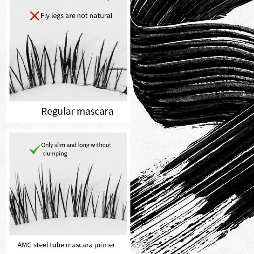 Eyelash Primer Mini Steel Tube มาสคาร่าสีดําธรรมชาติ 3D ผ้าไหมเส้นใย Eyelash Primer Non Smudging ขนตายาวนานยาวนาน
