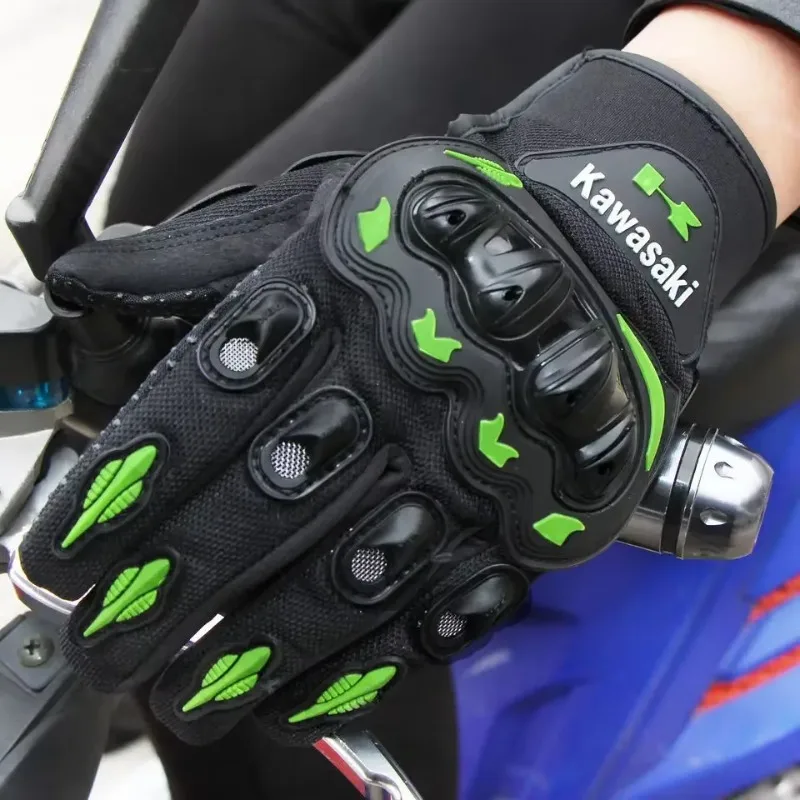 

Kawasaki motorcycle gloves, full finger gloves, anti slip and wear-resistant gloves, off-road racing protective equipment gloves