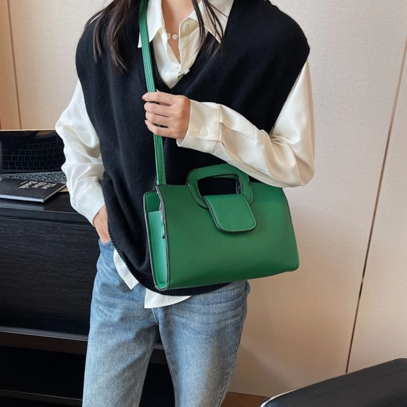 Women Versatile Satchel Girls' Crossbody Saddle Shoulder Shell Boston Bag Lady Sleeks Handbag PU Leather Saffiano Daily  Pouch