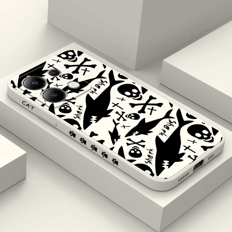 

Ghost Shark Phone Case For Xiaomi Redmi Note 13 12 12S 11 11S 10 10S 9 9S Pro Plus 4G 5G Liquid Silicone Cover