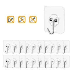 10/20 Pcs Hooks Transparent Strong Self Adhesive Door Wall Hangers Hooks Suction Heavy Load Rack Cup Sucker for Kitchen Bathroom