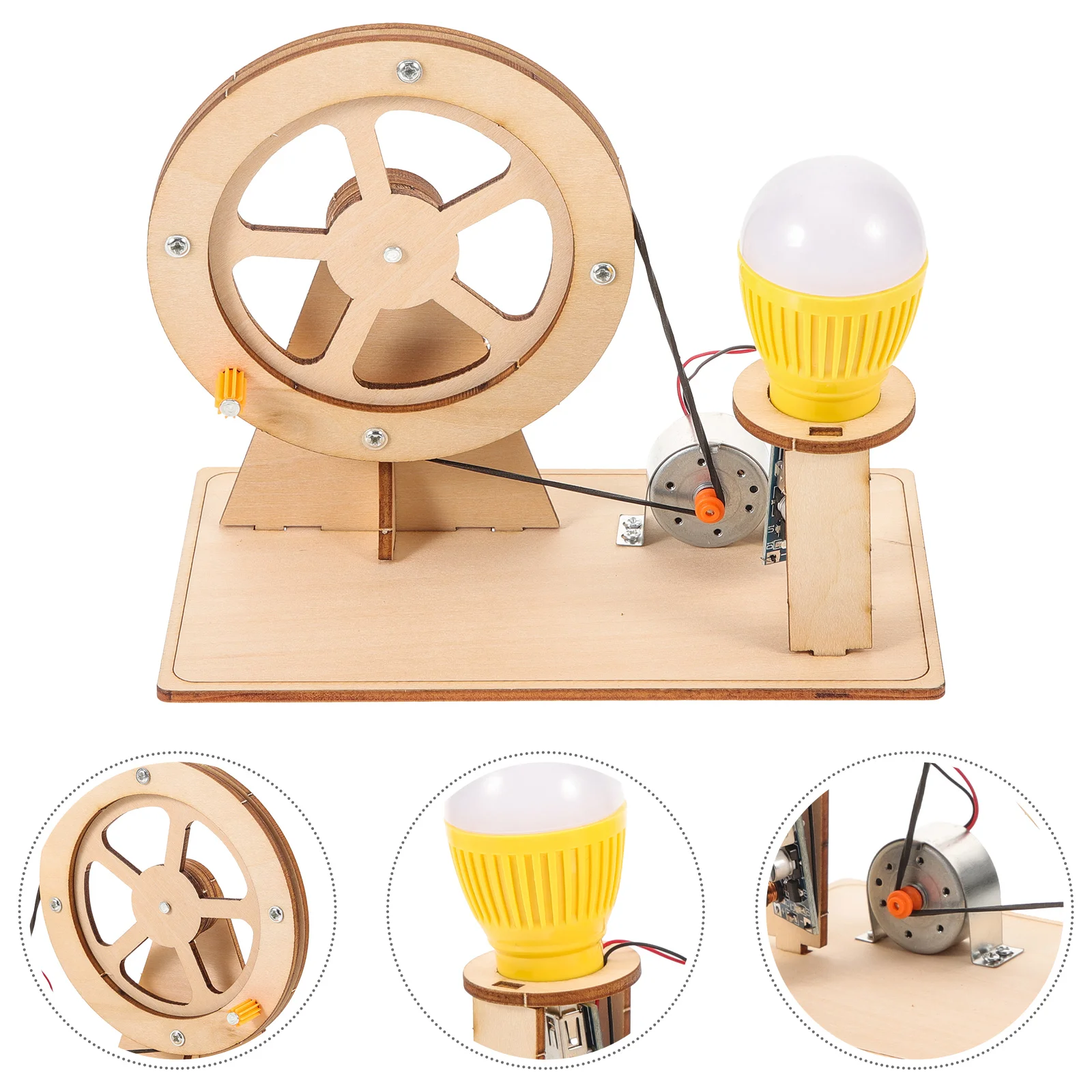 

1 Set Hand Crank Generator Material Kit Wooden Diy For Kids Science Education Building Projects Electric Motor Experiment Tool