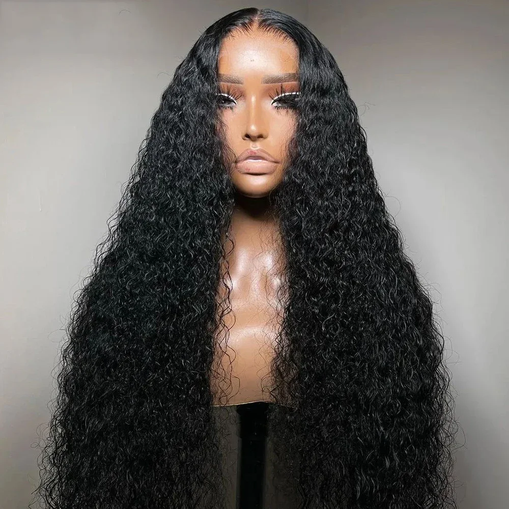 Perruque Lace Front Wig sans colle bouclée crépue pour femme, cheveux de bébé, densité 180, noir naturel, doux, long, degré de chaleur, préplumé, 03/3