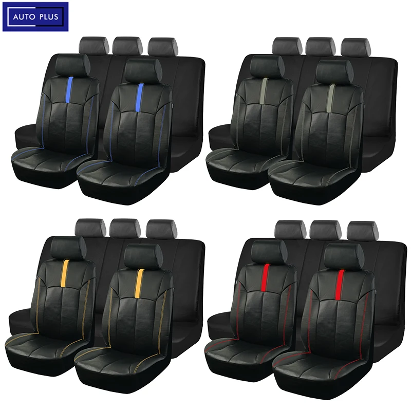 

AUTO PLUS Sporty Unisex Racing Universal Leather Car Seat Covers Set Fit For Most Car SUV Truck Car Accessories Interior