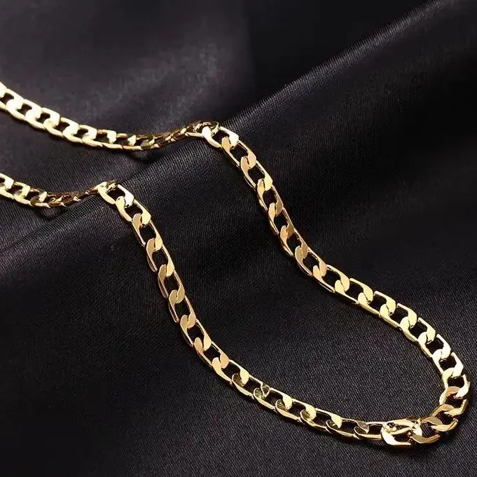 

Стильное ожерелье из стерлингового серебра 925 пробы с позолотой 18K, 40-60 см, с цепочкой 8 мм, для мужчин и женщин, украшение для свадьбы, вечеринки, подарок на Рождество.