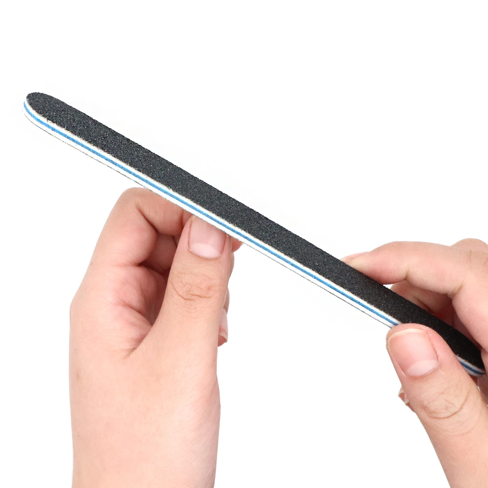 8/25/50 قطعة ورق الصنفرة الأسود ملف الأظافر 100/180 مزدوج الوجهين الرملي كتلة مانيكير باديكير الرعاية أداة الأزرق PP مجلس مسمار الفن الملفات