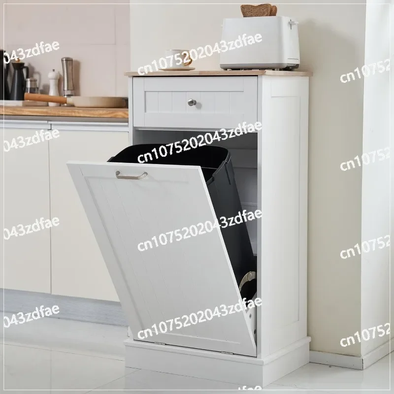 13 Gallons Tilt Out Trash Cabinet Kitchen Waste Bins Free Standing Laundry Hamper Recycling Cabinet Trash Can Holder with