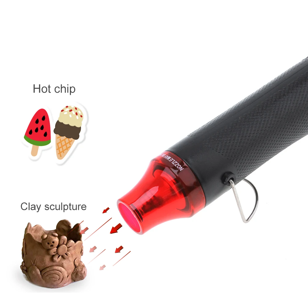 220V 300W Diy Using Heat Gun Electric Tool for Heating DIY Accessories and EU Plug with Shrink Plastic, and Black Surface