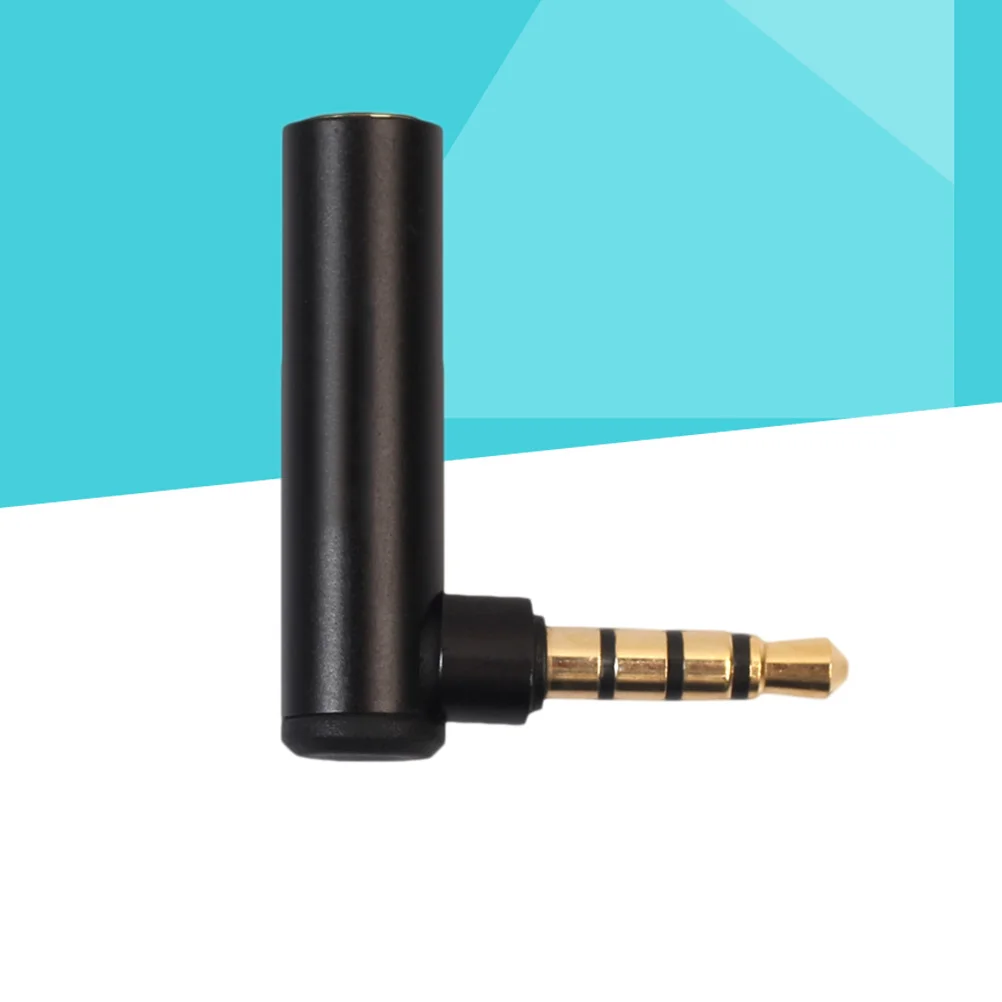 

3.5mm Male to Female 90 Degree Adapter Black Aluminum Alloy Copper Audio Connector for Mobile Phones Tablets Laptops Desktop