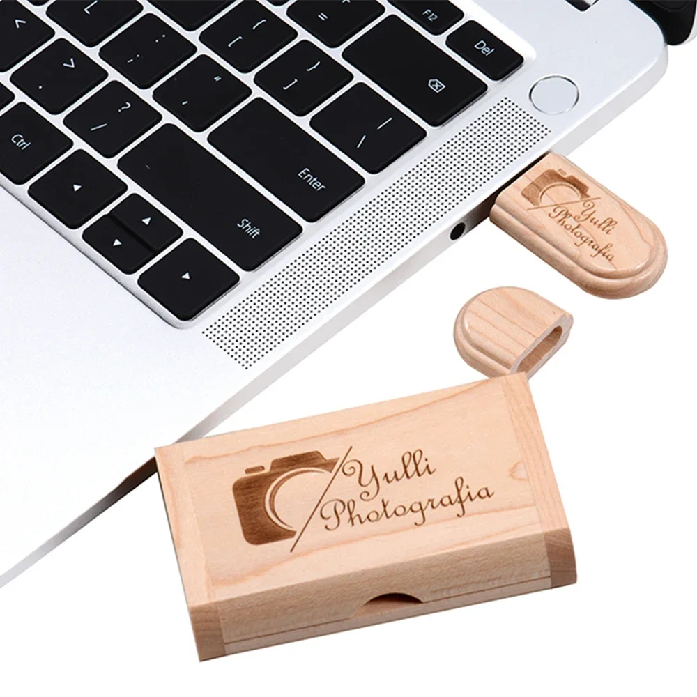 10PCS Lote USB Flash Drive Memory Stick Free Custom Logo Pen Drive Storage Device Pendrive 128GB 64GB 32GB 16GB 8GB Wooden Box