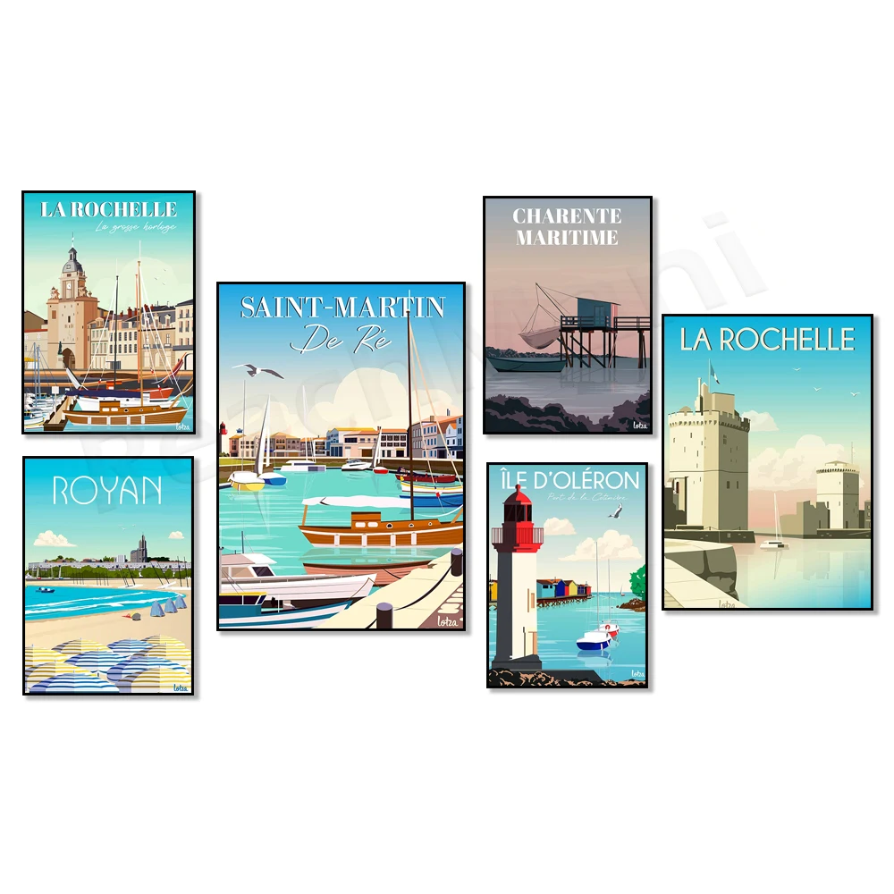 ملصق بيرينس ، لا روشيل-بورت-إيل دي ريه-لا فلوت إن ري ، إيل دوليرون ، شارنتي-ماريتايمز ، ملصق السفر رويان-بيتش #3