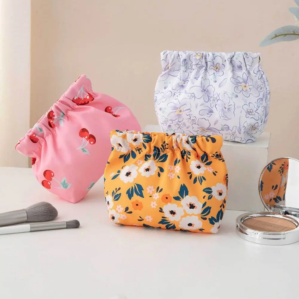 새로운 천 부품 가방 자동 닫힘 휴대용 화장품 가방 미니 보관 가방